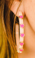 Load image into Gallery viewer, Heart Jewel Hoop in Valentine's Pink