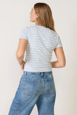 Load image into Gallery viewer, Brenda Rib Crew Neck Top in Ice Stripe
