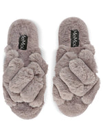 Load image into Gallery viewer, Double Cross Plush Slippers in Gray
