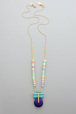 Load image into Gallery viewer, Turquoise and Indigo Button Necklace