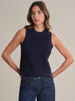 Load image into Gallery viewer, Demi High Crew Neck Knit Tank in Dark Blue