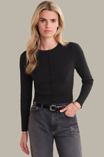 Load image into Gallery viewer, Anne High Rib Waist Cardigan in Black