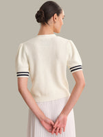 Load image into Gallery viewer, Reagan Puff Sleeve Cardigan in Chalk Combo