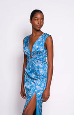 Load image into Gallery viewer, Fisher Dress in Blue Delicate Garden
