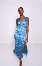 Load image into Gallery viewer, Fisher Dress in Blue Delicate Garden
