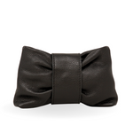Load image into Gallery viewer, Italian Leather Bow Clutch/Crossbody Bag in Black