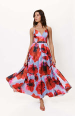 Load image into Gallery viewer, Russo Dress in Periwinkle/Red Blot Floral