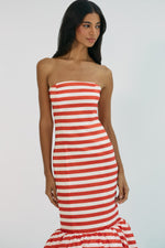 Load image into Gallery viewer, Olina Gown in Ivory/Red Nautical Stripe