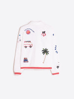 Load image into Gallery viewer, Embroidered Bomber Jacket in White Surf