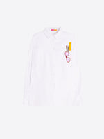 Load image into Gallery viewer, Ana Blouse with Embroidered Pocket in White Sunglasses
