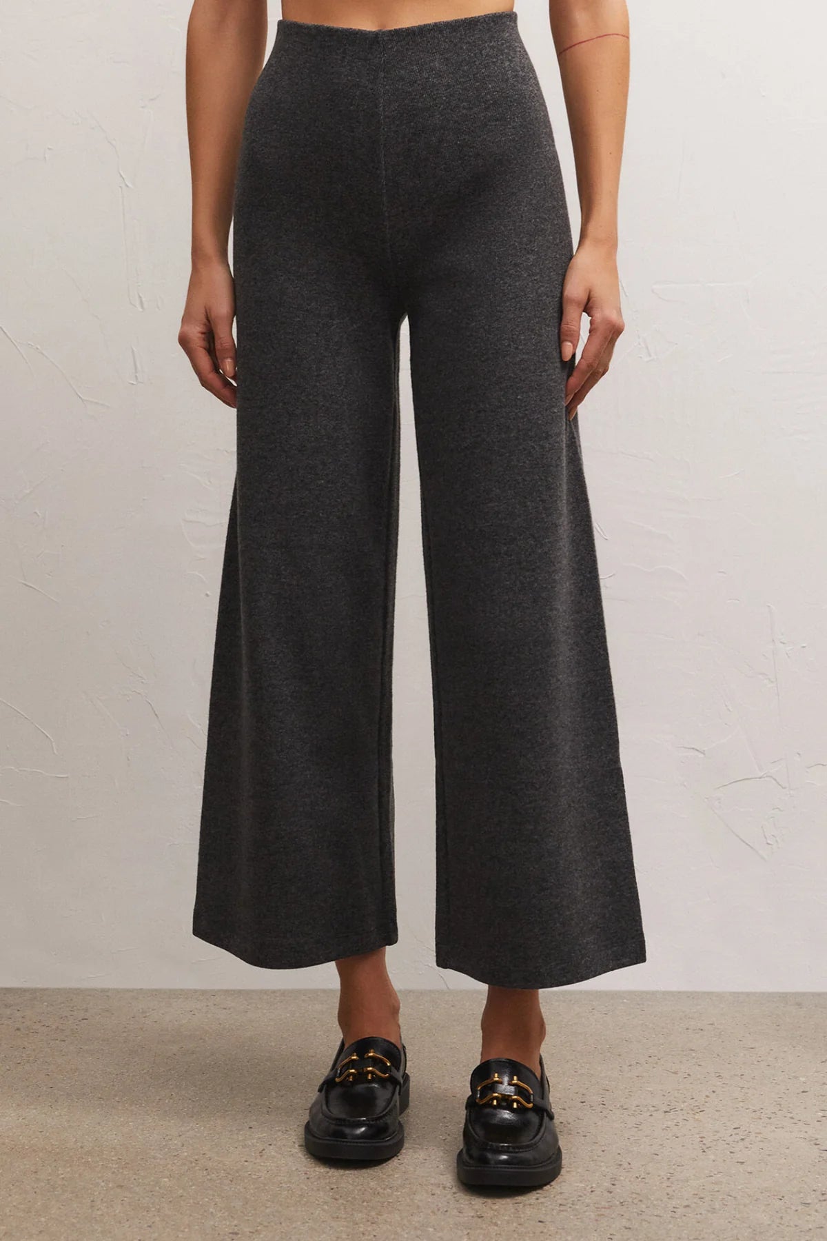 Delaney Brushed Rib Pant in Charcoal Heather