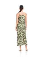 Load image into Gallery viewer, Drape Cami in Green/Off White Monotone Flowers Print