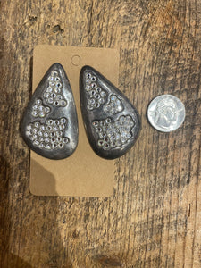 Vintage Oversized Teardrop Earrings in Silver