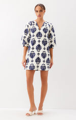 Load image into Gallery viewer, Brianne Lantern Sleeve Dress in Navy