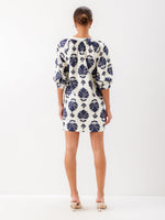 Load image into Gallery viewer, Brianne Lantern Sleeve Dress in Navy