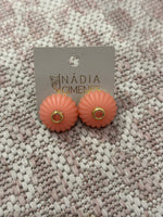 Load image into Gallery viewer, Medium Lamp Button Earring in Coral