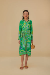Macaw Scarf Chemise Dress in Green