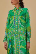 Load image into Gallery viewer, Macaw Scarf Chemise Dress in Green
