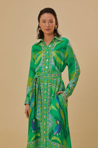 Macaw Scarf Chemise Dress in Green