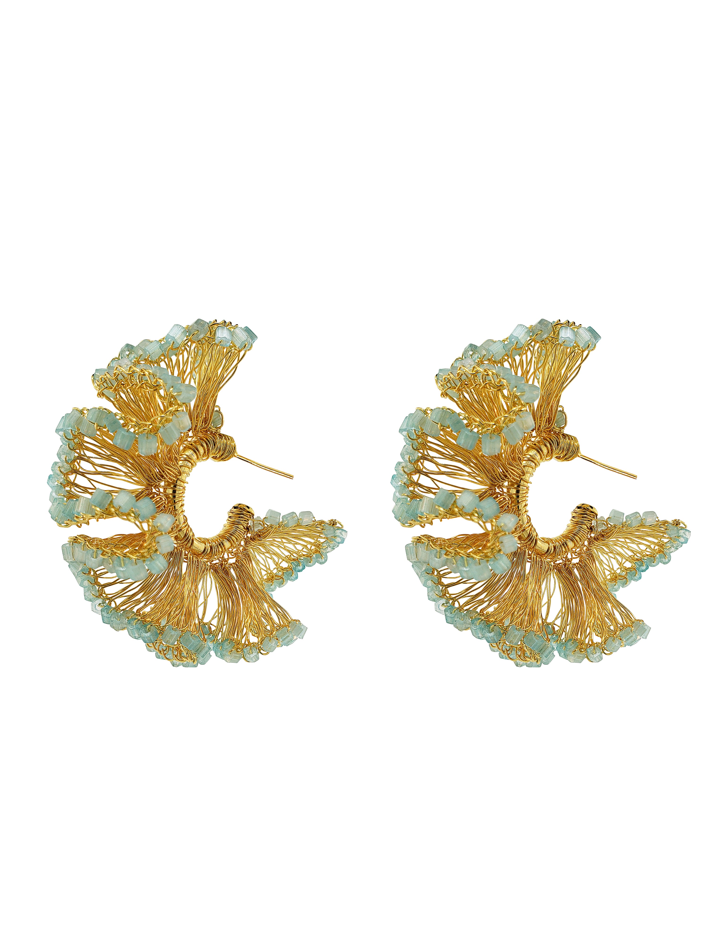 Rio Hoop Earrings in Gold and Light Blue