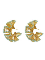 Load image into Gallery viewer, Rio Hoop Earrings in Gold and Light Blue

