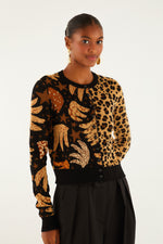 Load image into Gallery viewer, Banana Leopard Mixed Cardigan in Multi