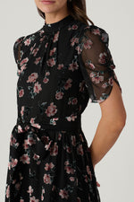 Load image into Gallery viewer, Brittany Dress in Jet/Mauve Multi