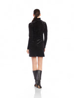 Load image into Gallery viewer, Beatrice Side Shirred Velvet Dress in Black