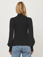 Load image into Gallery viewer, Lisette Contrast Turtleneck Top in Black