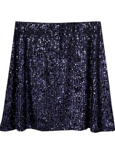Sequin A-Line Skirt in Midnight