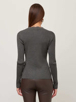 Load image into Gallery viewer, Bliss Scallop Edge Cardigan in Charcoal