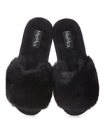 Load image into Gallery viewer, Bette Plush Slippers in Black