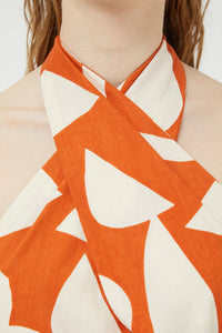 Geometric Halter Dress in Orange