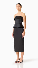 Load image into Gallery viewer, Sydney Strapless Midi Dress in Black