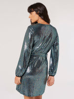 Load image into Gallery viewer, Metallic Sequin Shift Mini Dress in Mirrorball
