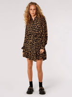 Load image into Gallery viewer, Leopard Print Shirt Dress in Black
