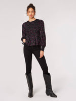 Load image into Gallery viewer, Long Sleeve Smocked Blouse in Black Paisley
