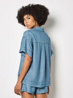 Load image into Gallery viewer, Slub Blouse in Denim Blue