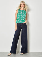 Load image into Gallery viewer, Embroidered Floral Shell Top in Green