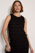 Load image into Gallery viewer, Textured Chiffon Shell Top in Black