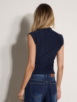Load image into Gallery viewer, Sparkle Shirred Top in Navy