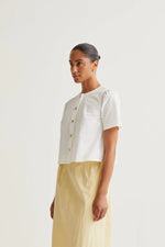 Load image into Gallery viewer, Short Sleeve Cotton Top with Colorful Buttons in White