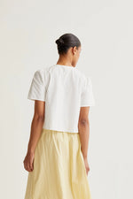 Load image into Gallery viewer, Short Sleeve Cotton Top with Colorful Buttons in White