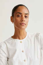 Load image into Gallery viewer, Short Sleeve Cotton Top with Colorful Buttons in White