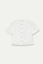 Load image into Gallery viewer, Short Sleeve Cotton Top with Colorful Buttons in White