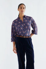 Load image into Gallery viewer, Printed Blouse in Chocolate Flower