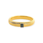 Load image into Gallery viewer, Cobra Ribbed Bracelet in Gold with Black CZ
