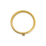 Load image into Gallery viewer, Cobra Ribbed Bracelet in Gold with Emerald CZ
