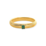 Load image into Gallery viewer, Cobra Ribbed Bracelet in Gold with Emerald CZ

