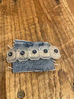 Load image into Gallery viewer, Vintage Emerald Cut Resin Barrette with Navy Swarovski Crystals